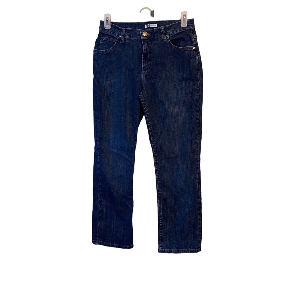 Lee Rider Womens Jeans Size 12P Denim Blue 5 Pocket Stretchy Straight Leg